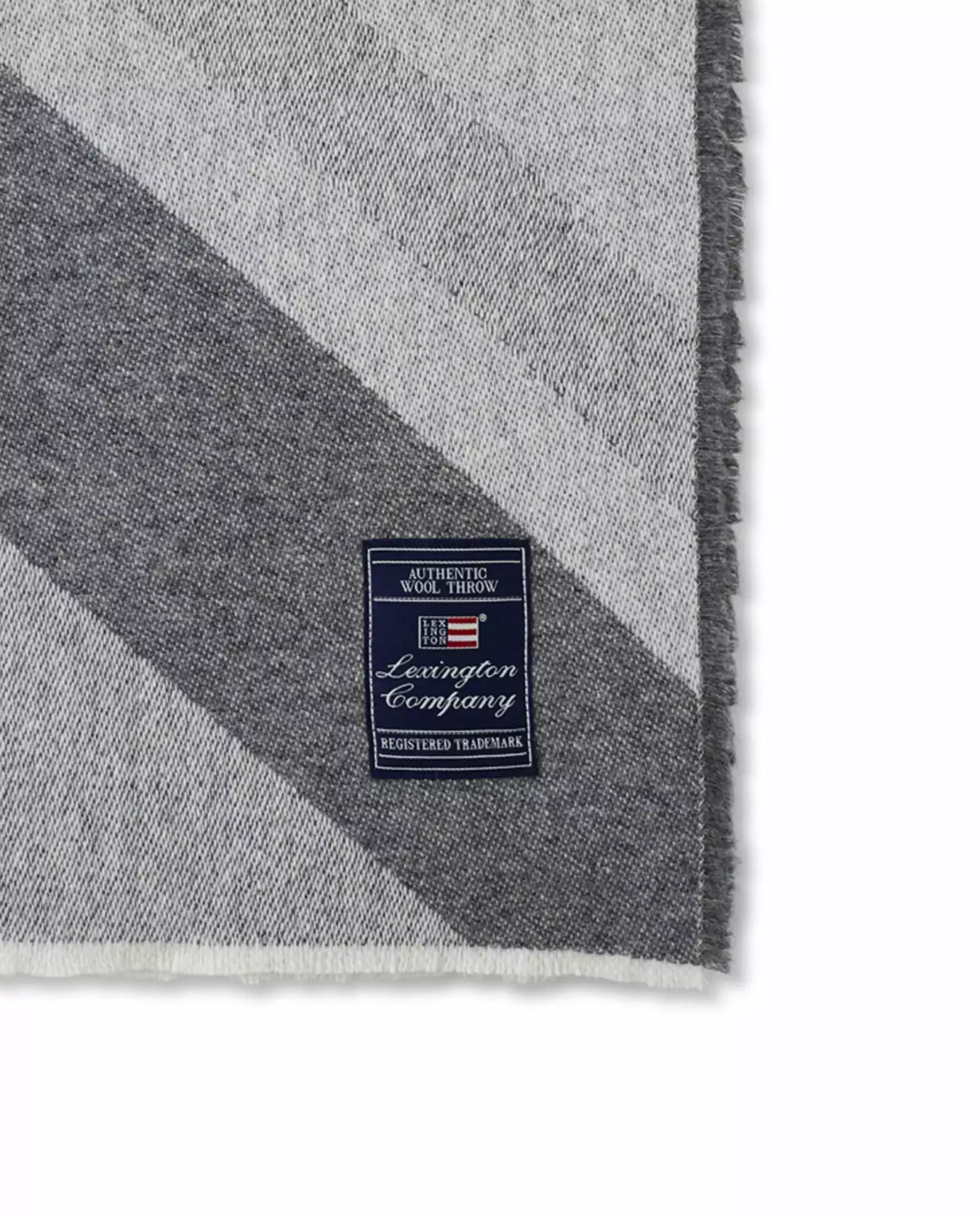 Lexington Diagonal Striped Light Wool Mix Logo Throw 4 Lexington Diagonal Striped Light Wool Mix Logo Throw - Bild 2