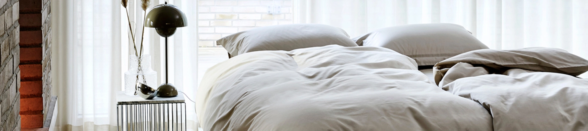 Framsida -Sängkläder försäljning tidlos luksus kategoribanner